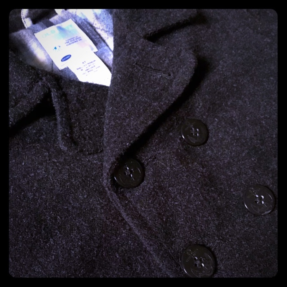 ☀️Boys Old Navy Wool Blend Peacoat, Dark Gray, 4T